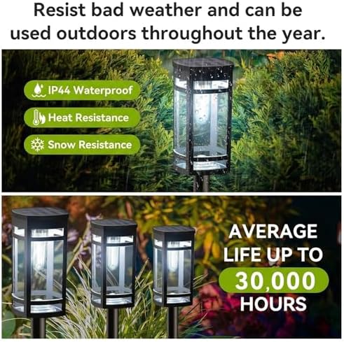 EXCMARK 8 Pack Solar Pathway Lights Outdoor Waterproof, Cool White - Image 3