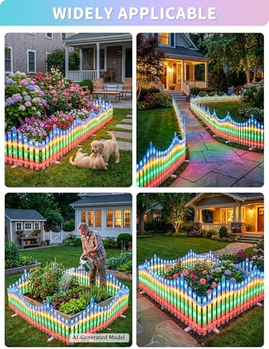 Hopolon 8 Pack Multicolor Picket Fence Lights, 11.1in (H) X 9.1ft (L) - Image 2