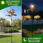 94in Solar Wind Spinner Bronze Metal Garden Stake Kinetic Yard Art - Image 4