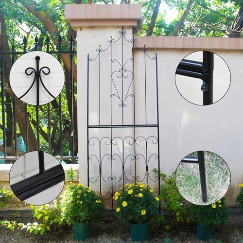 Metal Trellis 86.6" H x 29.5" W Powder-Coated Black Attractive Plant Support Garden Trellis Stylish Garden Addition Lattice Outdoor Yard Décor Roses Vine Ivy Clematis Trellises Black - Image 3