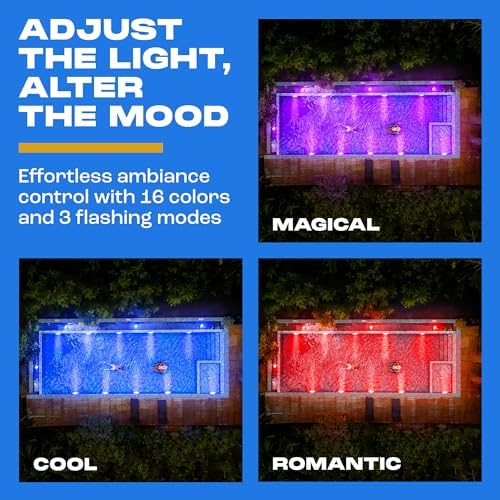 Yankee Submersible Pool Lights, Waterproof 15 LED Underwater Lights with Remote, 16 Colors, 3 Flash Modes, Timer, with Suction Cups, Magnet, for Inground Pool (4 pcs) - Image 5