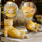 Sleeping Orange Cat Statue Outdoor Garden Decor, Realistic Resin Garden Cat Figurine, Indoor/Outdoor Decor, Heartwarming Memorial Gift for Cat Lovers, Lifelike Feline Sculpture for Patio & Yard - Image 6