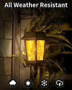 Solar Lanterns Outdoor Waterproof, Hanging Solar Lights with Glass Shade - 2 Pack LED Metal Wall Mount Outdoor Light for Yard/Garden/Patio - Flame - Image 4
