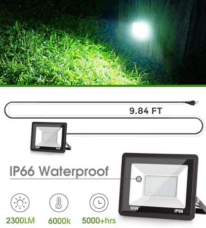 L LOHAS LED Dusk to Dawn Outdoor Lighting Plug in Flood Lights 6000K - Image 3