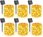 Solar String Lights, 6 Packs Total 198Ft 600 LED Fairy Lights Warm White by Minetom