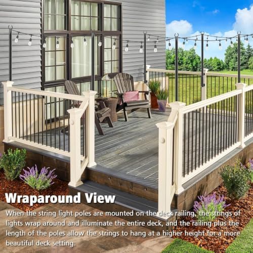 Beizelte 6 Pack 5Ft String Light Poles,Outside String Lights,Outdoor Light Poles,Metal Poles Stand for Patio,Backyard,Deck - Image 5