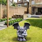Mischievous Gargoyle Garden Gnome Statue Figurine Art Yard Lawn Hallway Plant Pot for Indoor Outdoor Home Office Collectible Crafts (12x12x17cm Hug Knees) - Image 2