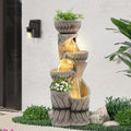 36" H Garden Water Fountains Outdoor, Waterfall Fountain with Lights by Dephet