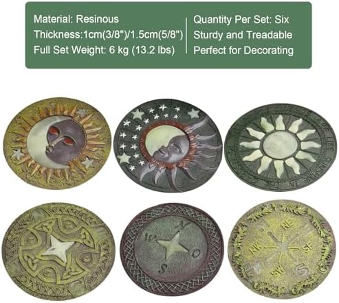 Kunovo Glowing Stepping Stone for Garden, Eco-Friendly Resinous Pavers for Flower Bed Path Walkway Decorative, Dimensional Retro Element Yard Lawn Décor (Size : 1 Pack), 58741 - Image 6