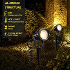 5W Low Voltage LED Landscape Lights,12V/24V AC/DC Landscape Lighting,Outdoor Lawn Tree Flag Spotlights with Spike Stand,IP65 Waterproof Garden Pathway Lights (8 Pack Warm White with Connector) - Image 3