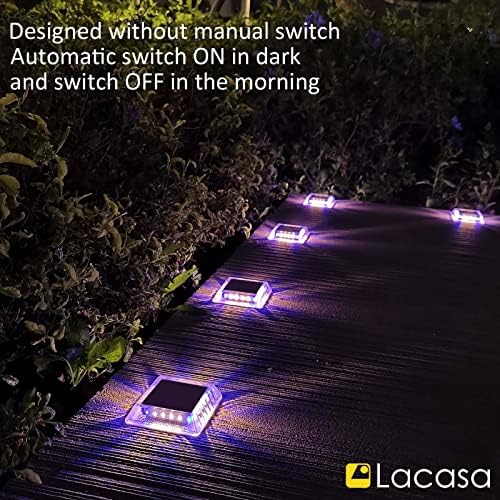 Lacasa Outdoor Solar Light, 4 Pack 30LM IP68 Waterproof Solar Garden Light Auto On/Off Solar Lighting for Pathways Paths, Mixed Colours (Warm White + Blue Light) - Image 6