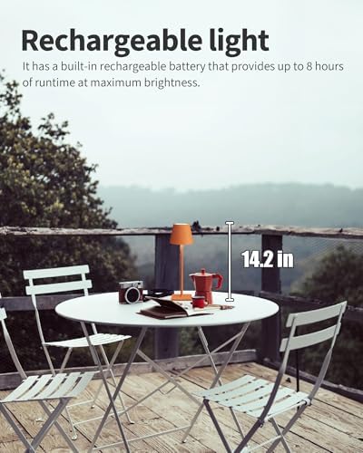 KDG 2 Pack Cordless Orange Table Lamps, Rechargeable Portable LED Desk Lamp - Image 2