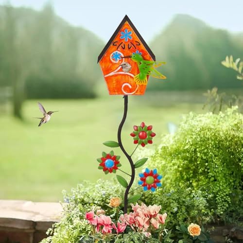 51” Metal Bird Houses Stake for Outside Hummingbird Design - Image 2