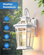 Dawn to Dusk Outdoor Light Fixture, White Front Porch Lights Wall Mount, Exterior Sconce Light with E26 Socket, Anti-Rust Coach Lights for Garage, Waterproof Outdoor Lighting for House, Patio - Image 3