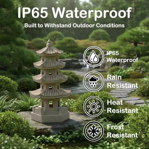 Japanese Pagoda Figurine Statue, 5-Tier Sandstone Sculpture - Image 4
