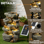 5 Tiered Solar Water Fountain Outdoor Garden with LED Lights - Image 4