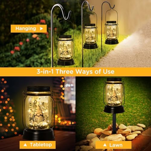 kyoryuger Gnome Gifts for Women/Men Gnome Lovers Solar Lantern Mom Birthday, Mothers Day, Dwarf Solar Funny Garden Decoration Outside for Yard, Patio,Backyard,Porch, Torches - Image 5