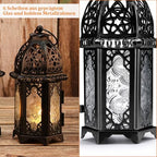 IMAGE Metal Candle Lanterns 6.7" H Hanging Lanterns Moroccan Birdcage Holders with Glass Creative Wedding Home Tabletop Decoration, Black (4) - Image 4