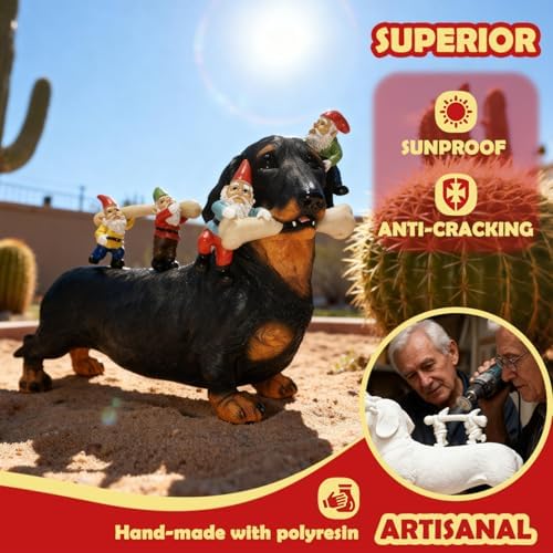 Sunthus Funny Gnomes Dachshund Garden Statue Outdoor Decor - Image 4