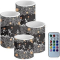 GLENLCWE Dance Skeleton Cobweb Flameless Flickering LED Candles with Timer,Remote Battery Operated Wax Candles Halloween Candles Set of 4 for Home Party Decors by GLENLCWE