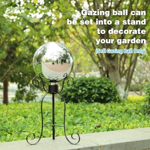 VCUTEKA Gazing Ball, Glass Mirror Polished Hollow Ball Reflective Garden Sphere, Gazing Globe for Home Garden Lawn Outdoor Ornament Yard Decorative, 10-Inch, Silvery - Image 4