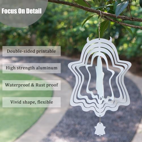 4Pack 10 inch Sublimation Wind Spinner Blanks 3D Aluminum Metal Wind Sculpture Kinetic Spinners for Yard and Garden Indoor Art Ornaments Hanging Decoration (Halloween Ghost) - Image 4