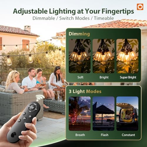 addlon 198FT(192+6) Solar String Lights Outdoor with Remote, Long-Lasting - Image 3