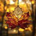 Autumn Fall Maple Leaf Mosaic Acrylic Suncatcher by AVAGAN