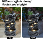 5-Tier Cascading Rock Outdoor Waterfall Fountain, Garden Fountains with LED Lights, Weather-Resistant Resin, Soothing Water Flow, Waterfall Fountain for Patio, Backyard, Indoor/Outdoor Decor Black2 - Image 4