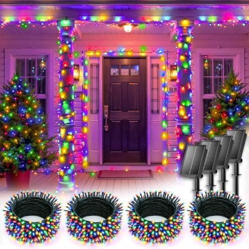 Brightown 4 Pack Solar Christmas String Lights Outdoor, Total 288Ft 800 LED by Brightown