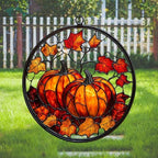 Autumn Leaves Pumpkin Acrylic Suncatcher by AVAGAN