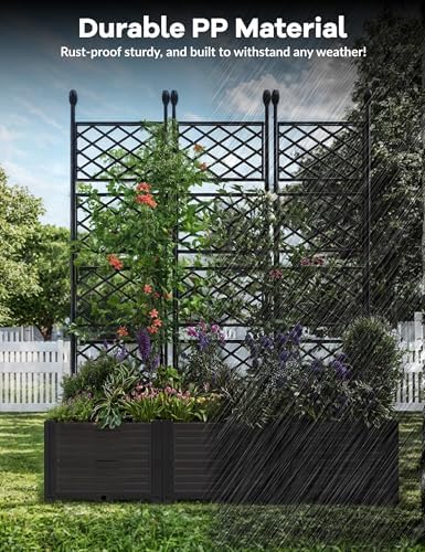 Patikuin 3-Section Sturdy Weather-Resistant Raised Garden Bed with Metal Trellis, Vertical Modular Planter Box & Privacy Screen for Climbing Plants, Vegetables, Flowers - Image 5