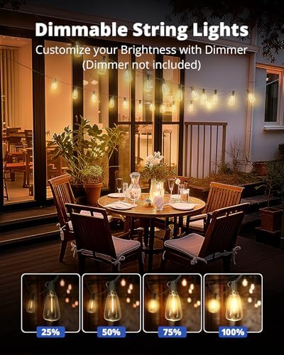 Outdoor String Lights 50FT, Patio Lights Outdoor Waterproof with 27 Bulbs - Image 2
