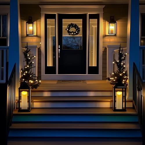 Homemory 4"x12" Outdoor Waterproof Flameless Candles with Timers and Remote Control, Battery Operated Candles, LED Plastic Candles, Ivory White, Set of 2 - Image 3