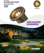 MALORY Low Voltage Landscape Well Lights, (φ99 mm) Brass Housing 1Pack - Image 2