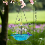 Hanging Bird Bath - Bird Bath Bowl with Solar Fountain Pump - Deck Mount Metal Bird Bath Bowl Powered by Water Fountain Pump for Outdoor Garden - Solar Powered Bird Bath Fountain - Image 2