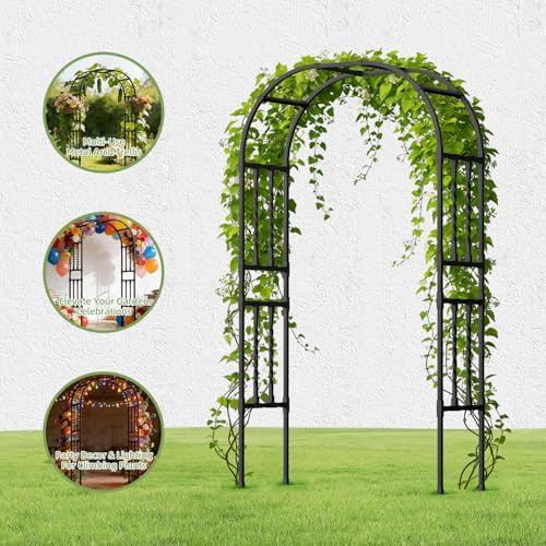 Square Tube Metal Garden Arch Trellis for Climbing Plants,4.9x7.9FT - Image 5