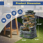 24" H Stacked Rock Outdoor Water Fountain,7-Tier Cascading Waterfall - Image 2