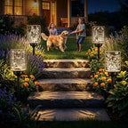 ODEETRONIC Solar Garden Lights, 4 Pack Solar Pathway Lights with Butterfly Frog Hummingbird Owl Pattern, Outdoor Landscape Lighting, Waterproof Acrylic Garden Stake Light for Yard Walkway, Warm White - Image 5