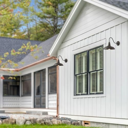 14in Dome Outdoor Gooseneck Lights for Barn, Dark Bronze Exterior Farmhouse Light Fixture with Wall Mount, Outside Goose Neck Wall Sconce for Patio, Porch, Entryway - Image 6