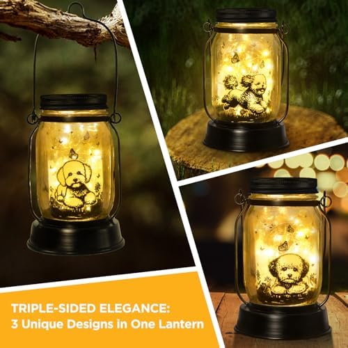 kyoryuger Bichon Dog Gifts for Women/Men Bichon Frise Solar Lanterns Birthday Dog Lovers Lantern Pet Loss Dog Memorial Lights Solar Garden Decoration for Yard, Patio,Backyard,Porch Torches Light - Image 4