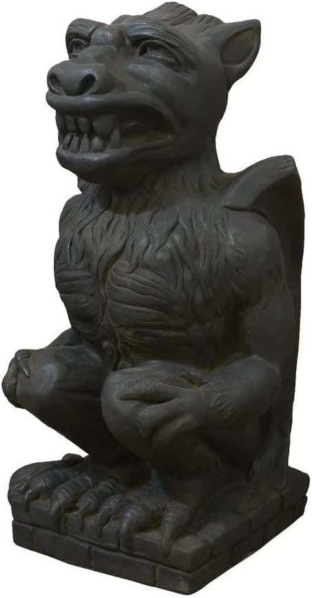Nichols Brothers Screaming Dragon Gargoyle Outdoor Concrete Garden Statue 14" H in Dark Walnut by Unknown
