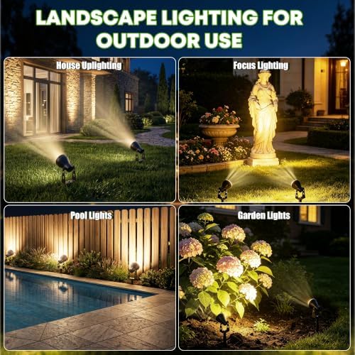 4 Pack Low Voltage Landscape Lighting, Garden Spotlights - Image 7