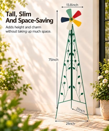 6FT Windmill for Yard Garden Decoration, Heavy Duty Outdoor Wind Mills, Large Metal Outdoor Windmill, Weather Resistant, with Weather Vanes, Green - Image 4