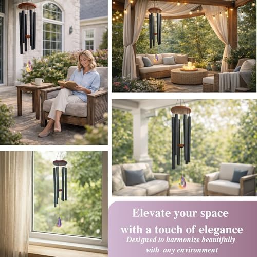 2in1 Design Luxury Beautiful Wind Chimes & Suncatcher, Deep Tone Wind Chime with Sun Catcher Prism for Window Patio Decor Crystal Wind Chimes for Outside Garden Gifts Women Gifts Unisex 32" - Image 6