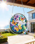 Acrylic Puzzles Suncatcher Window Hanging, 83 Pieces Butterflies in Bloom Puzzle, Suncatcher for Doors Garden, Mother's Day Christmas Birthday Gifts for Women Men (L - 8.9 * 8.9 in) by NABYSHOP
