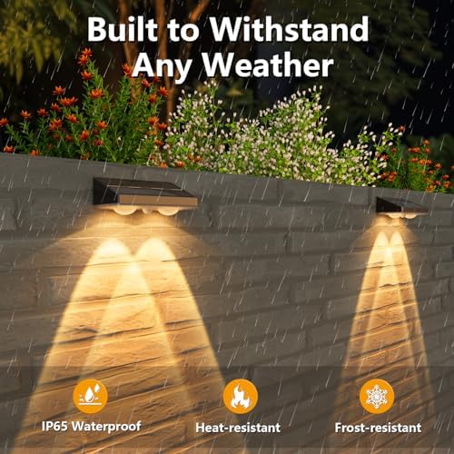 NIORSUN Solar Fence Lights,8 Pack Solars Deck Light,Warm White Color,Outdoor Bulb Waterproof Led IP65,Power Patio Lamp with Lenses for Outside/Backyard/Railing/Yard(Black) - Image 4