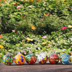 VOREEN 6-Pack Blown Glass Christmas Ornaments, 2.56" Handblown Hanging Glass Gazing Balls for Christmas Tree Decoration, Holiday Ornament Gift Set（Colorful Festival Mix） - Image 7