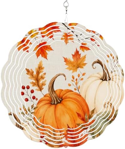 Fall Pumpkin Wind Spinner for Yard and Garden, Rustic Maple Leaf Autumn Thanksgiving Hanging Wind Spinner Outdoor 3D Kinetic Wind Sculpture Spinners Indoor Outdoor Patio Décor Ornaments Gift 10 Inch by Unknown