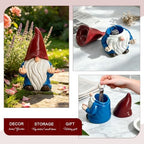 Garden Gnome Key Hider for Spare Key, Yard Decor, 7.8×4.7in (Red/Blue) - Image 3